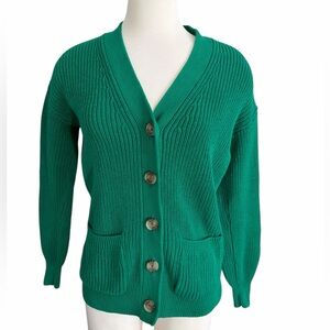 LOFT Women’s Vibrant Green Cardigan Sweater Size Small